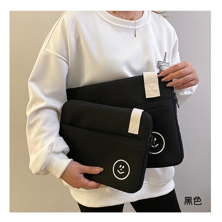 Ielgy Embroidered Smiley Face Shockproof Water-Repellent Liner Bag ipad Computer Protective Case Shoulder Messenger Compu
