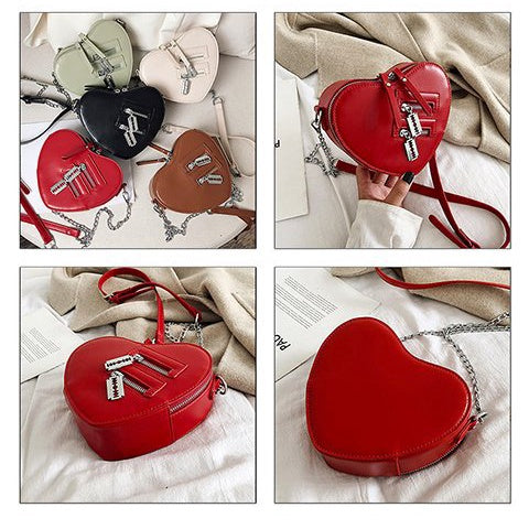 Ielgy Fashion Creative Unique Love Chain pu Small Shoulder Bag Korean Version Fashionable High-End Shoulder Bag