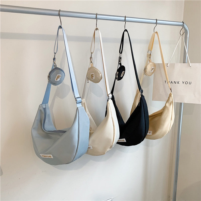 Ielgy Nylon Dumpling Bag Japanese All-Match Messenger Bag Casual Large-Capacity Canvas Class One-