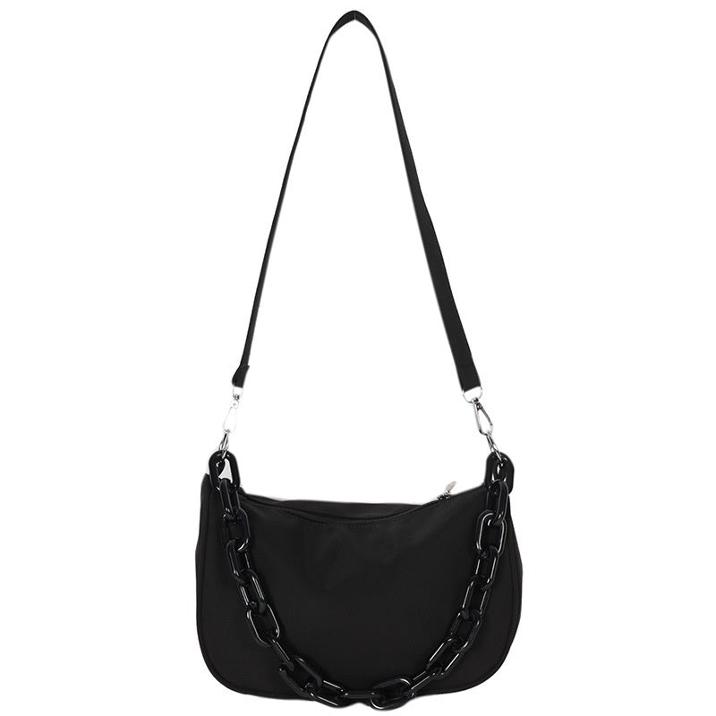 Ielgy Fashionable Unique Acrylic Chain Underarm Bag Japanese Simple All-Match Casual Nylon Messenger Bag