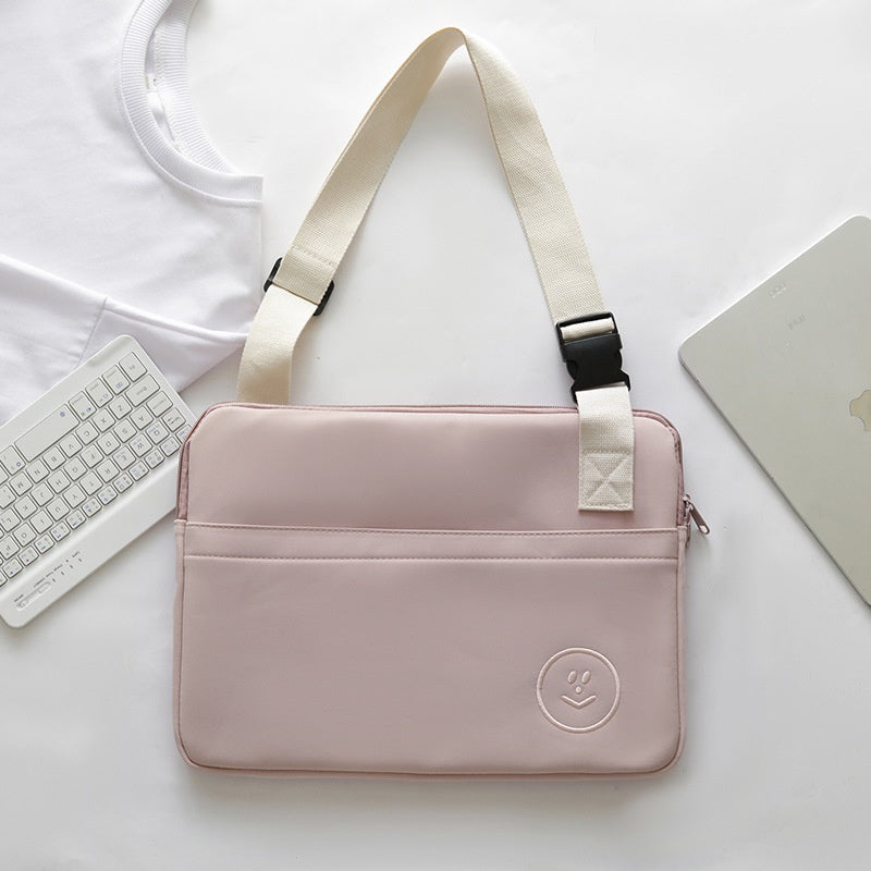 Ielgy Embroidered Smiley Face Shockproof Water-Repellent Liner Bag ipad Computer Protective Case Shoulder Messenger Compu