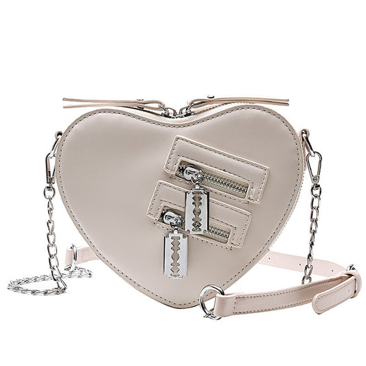 Ielgy Fashion Creative Unique Love Chain pu Small Shoulder Bag Korean Version Fashionable High-End Shoulder Bag