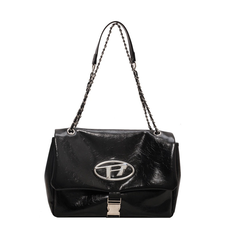 Ielgy Ladies Large-Capacity One-Shoulder Messenger Tote Bag Temperament Jingle Bag Chain St