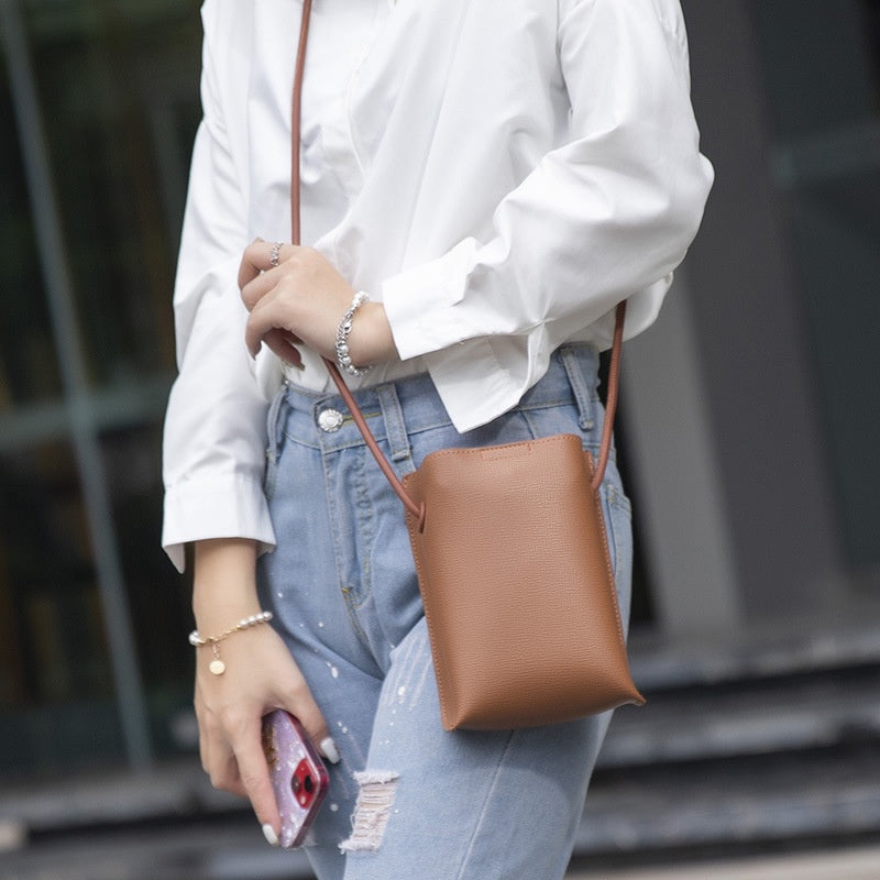 Ielgy Ladies Korean Version Vertical Mobile Phone Bag Fashion Simple Crossbody pu Mini Bag