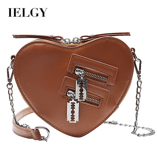 Ielgy Fashion Creative Unique Love Chain pu Small Shoulder Bag Korean Version Fashionable High-End Shoulder Bag