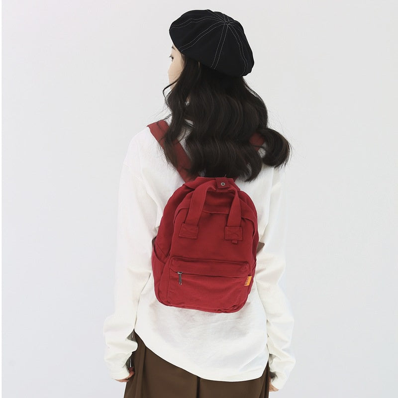 Ielgy Ladies Canvas Backpack Simple Casual College Student Harajuku Style Campus Backpack