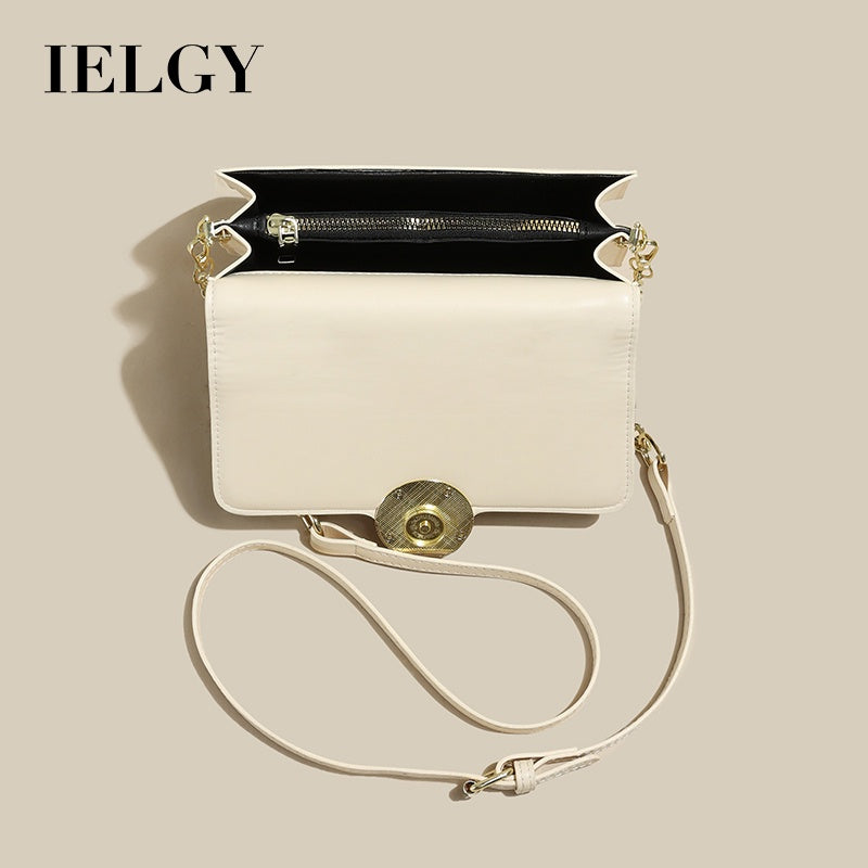 IELGY Versatile Crossbody Bag with Chain Shoulder Strap, Stylish Diamond Grid Pattern, Fashionable Small Shoulder Bag with Silk Scarf Decoration for Women