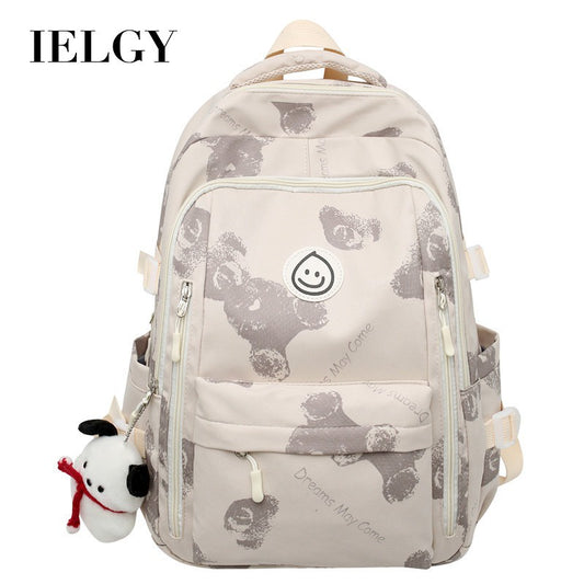 Ielgy Female College Student Large-Capacity Backpack Korean Version Simple Preppy Style Middle School Student Backpack (without Pendant