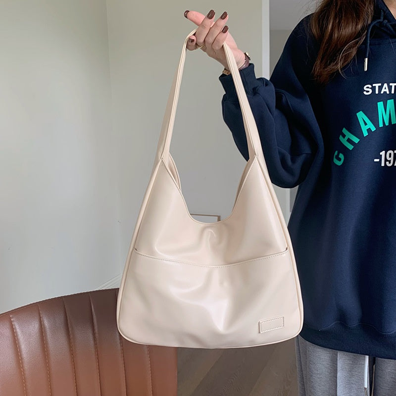 Ladies Brown Large-Capacity Bag Retro Casual Commuter Student Class One-Shoulder Tote Bag