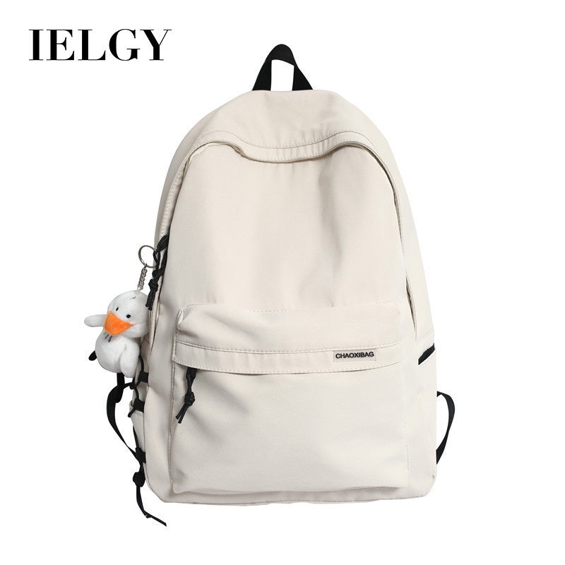 Ielgy Ladies Backpack Simple Large-Capacity Travel Backpack Casual Japanese Student School Bag