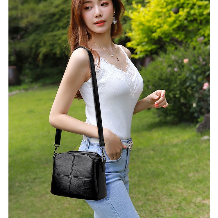 IELGY Women's soft leather shoulder crossbody bag large capacity bag