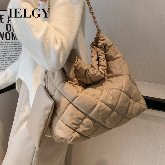 Ielgy Casual Soft Face Large Capacity Bag Chain Crossbody Bag Shoulder Bucket Bag
