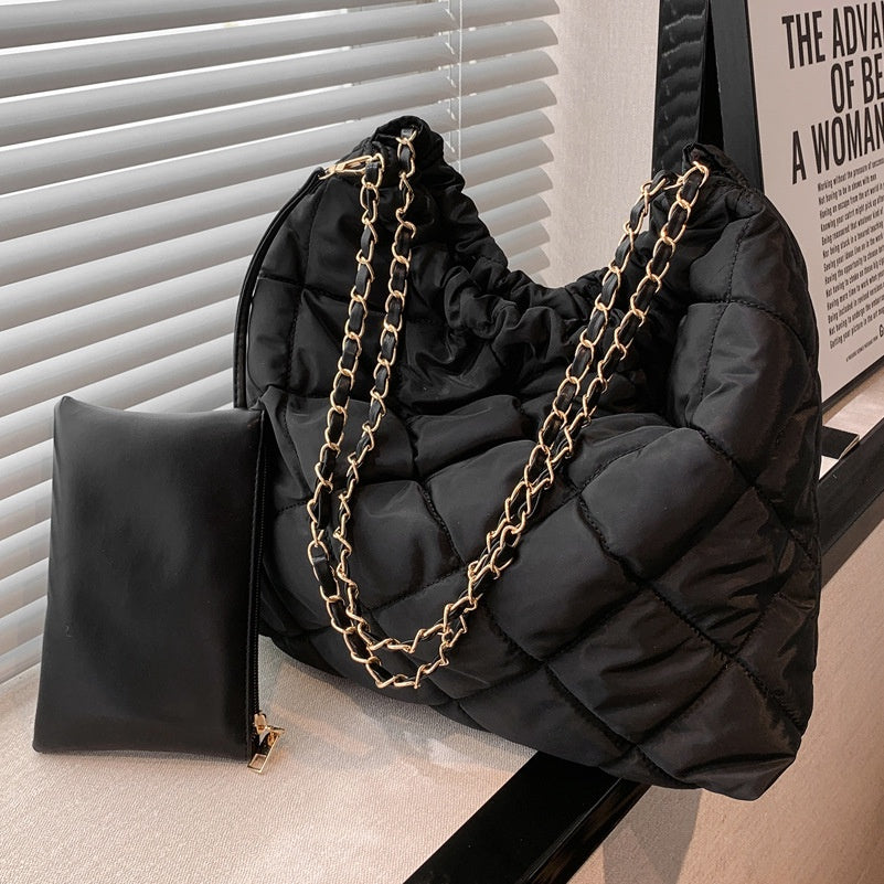 Ielgy Casual Soft Face Large Capacity Bag Chain Crossbody Bag Shoulder Bucket Bag