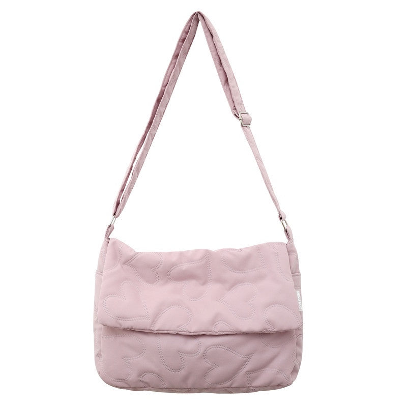 Ielgy Ladies Simple Rhombus Art Large-Capacity Fresh All-Match Messenger Bag (without Pendant)