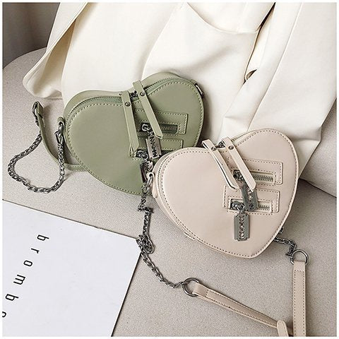 Ielgy Fashion Creative Unique Love Chain pu Small Shoulder Bag Korean Version Fashionable High-End Shoulder Bag