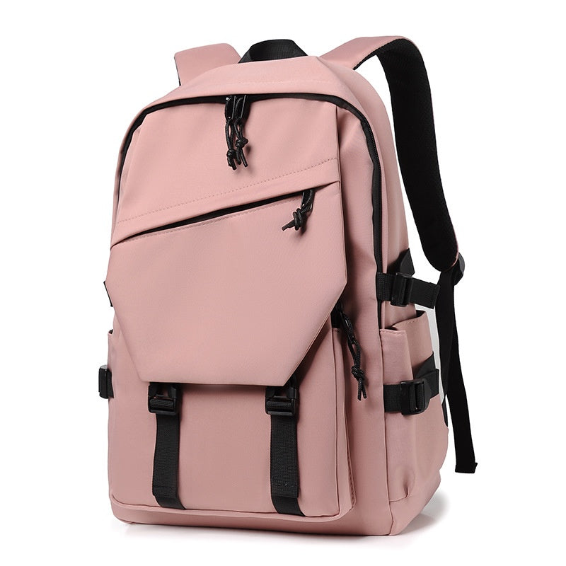 Ielgy Ladies White Backpack Simple Couple Fashion Large Capacity School Bag