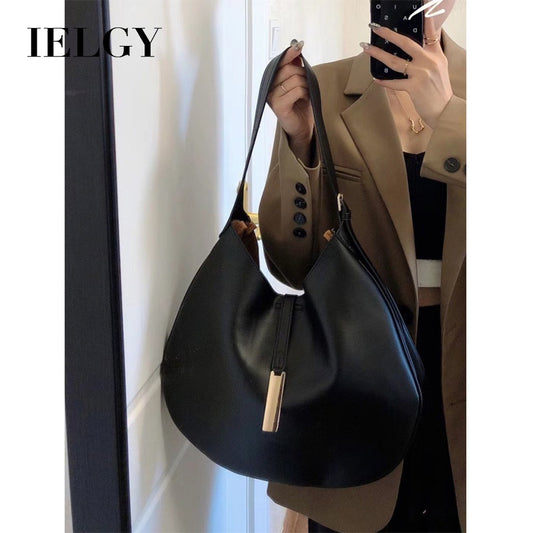 IELGY Women's Korean style shoulder bag large capacity soft semicircular crossbody bag