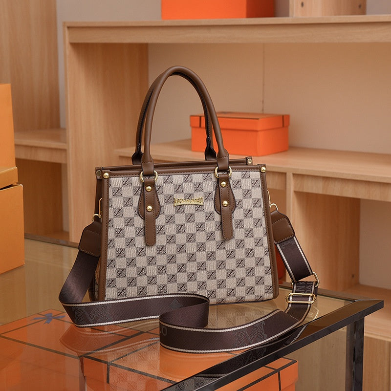 Ielgy Ladies Printed Shoulder Handbag All-Match Large-Capacity Retro Casual Bag