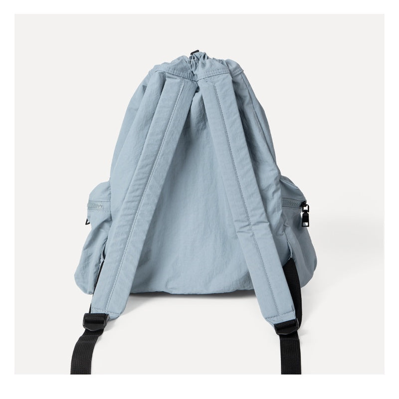Ielgy Japanese Korean Drawstring Backpack Harajuku Style Large Capacity School Bag Casual All-Match Pleated Nylon Canvas Backpack