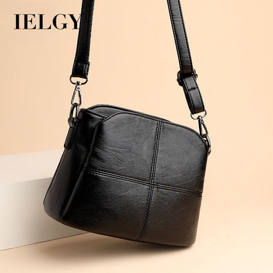 IELGY Women's soft leather shoulder crossbody bag large capacity bag