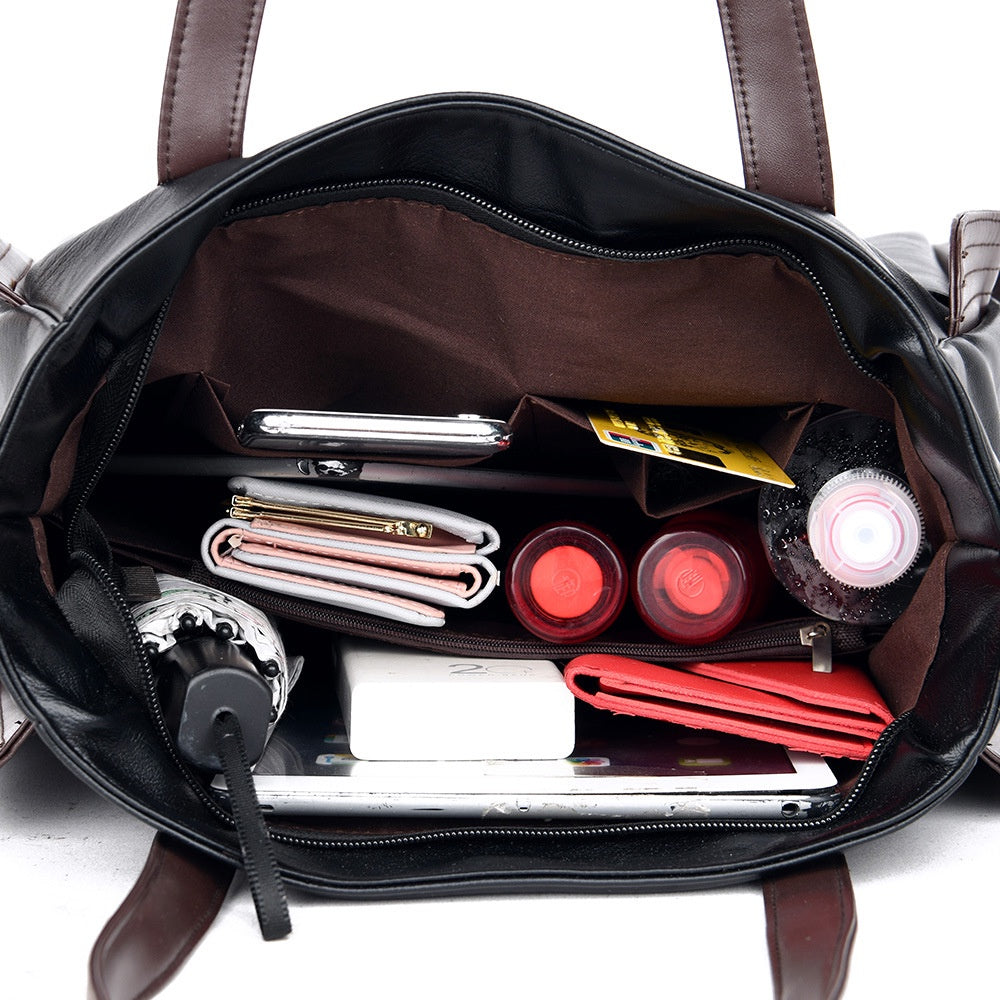 IELGY Fashionable large capacity soft leather bag for middle-aged women, new handbag, one shoulder crossbody bag