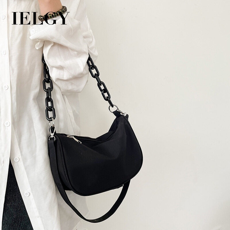 Ielgy Fashionable Unique Acrylic Chain Underarm Bag Japanese Simple All-Match Casual Nylon Messenger Bag