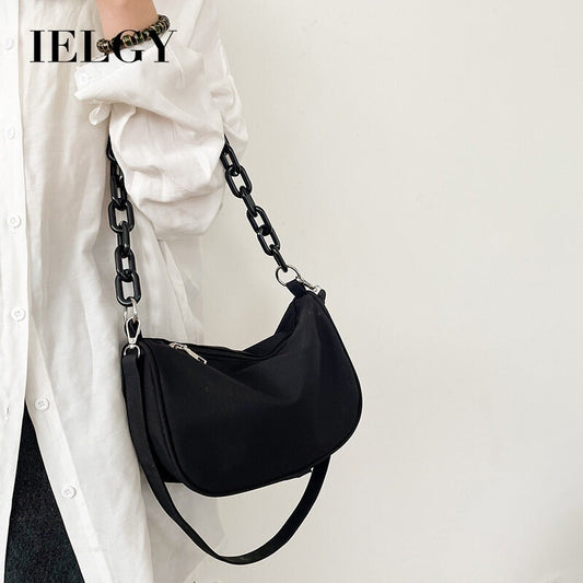 Ielgy Fashionable Unique Acrylic Chain Underarm Bag Japanese Simple All-Match Casual Nylon Messenger Bag
