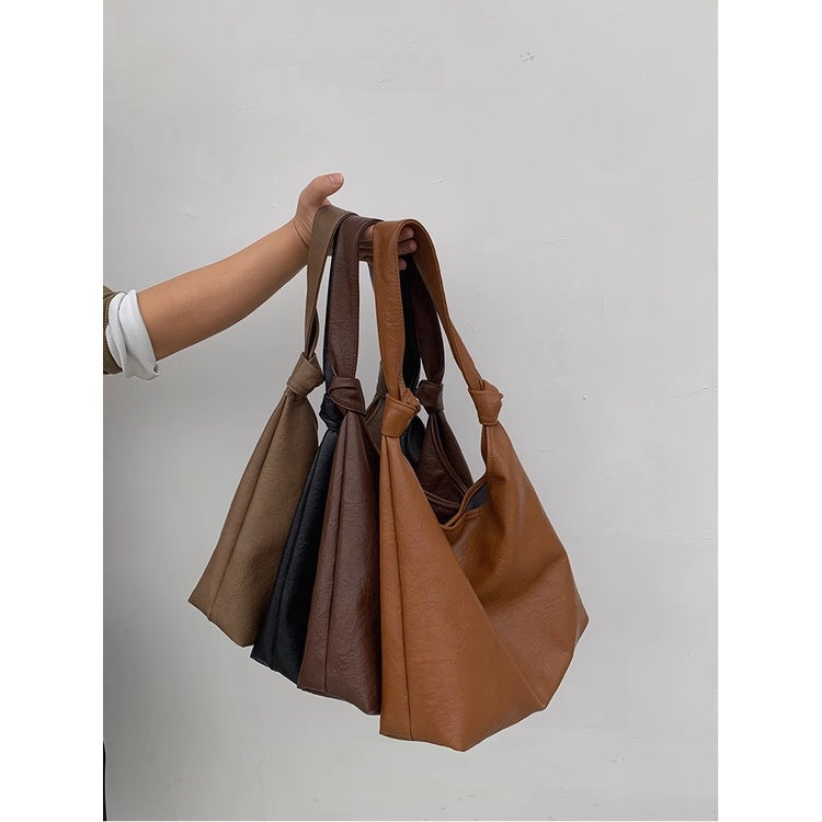 Ielgy Ladies Korean Version Large-Capacity Soft Leather Underarm Bag Commuter All-Match Portable Simple One-Shoulder Shopping Bag