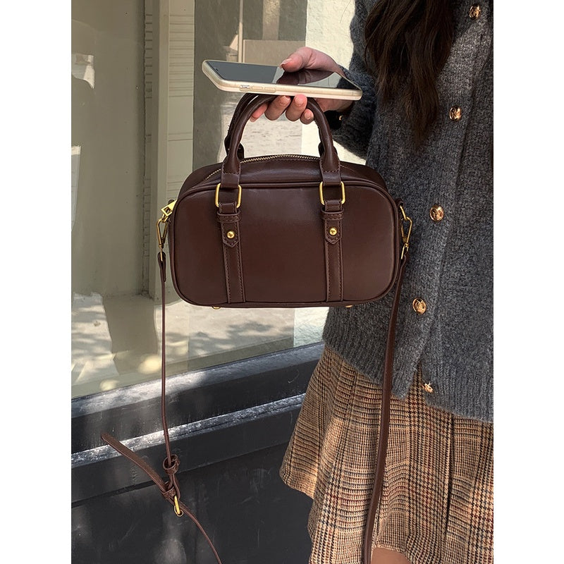 Ielgy Ladies Melade Color Retro Commuter Bag Korean Version Postman Bowling Bag Portable Shoulder Messenger Bag