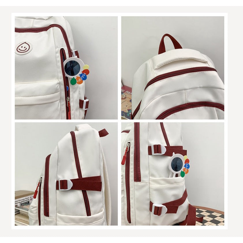 Ielgy Female College Student Large-Capacity Backpack Korean Version Simple Preppy Style Middle School Student Backpack (without Pendant