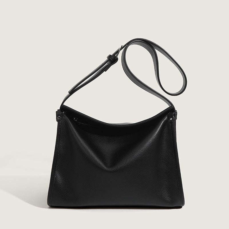 Ielgy Ladies Retro Large-Capacity Commuter Underarm Bag Simple Solid Color Soft Surface Small Square Bag Shoulder Messen