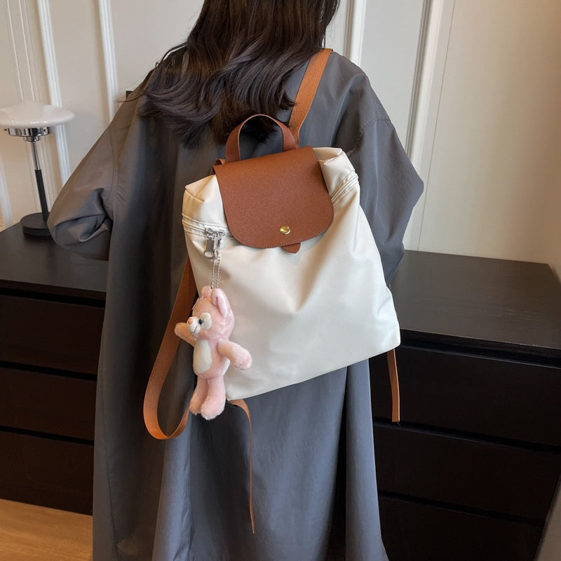 Ielgy Ladies Trendy Backpack Female Burden-Reducing Portable Student Schoolbag Korean Version Large-Cap