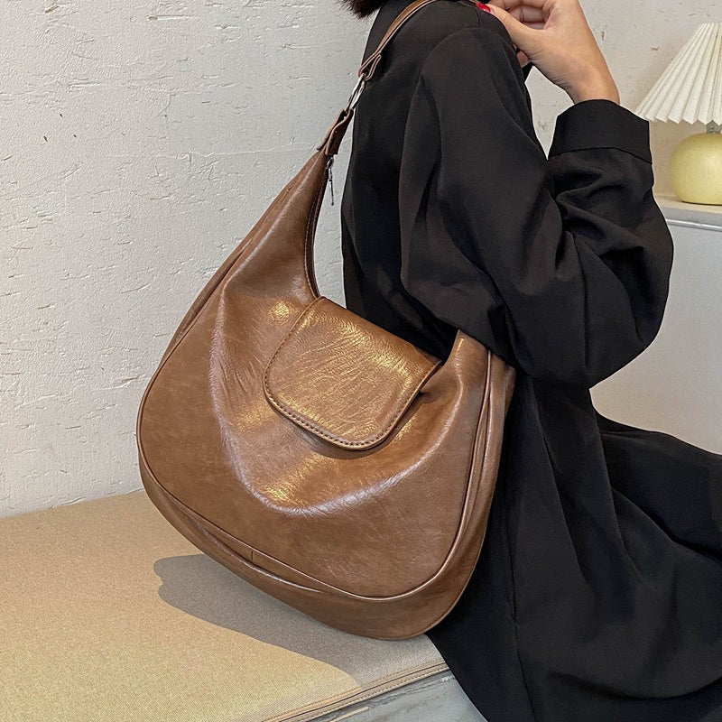 Ielgy Ladies Fashion One Shoulder Class Commuter Soft Leather Large Capacity Tote Bag