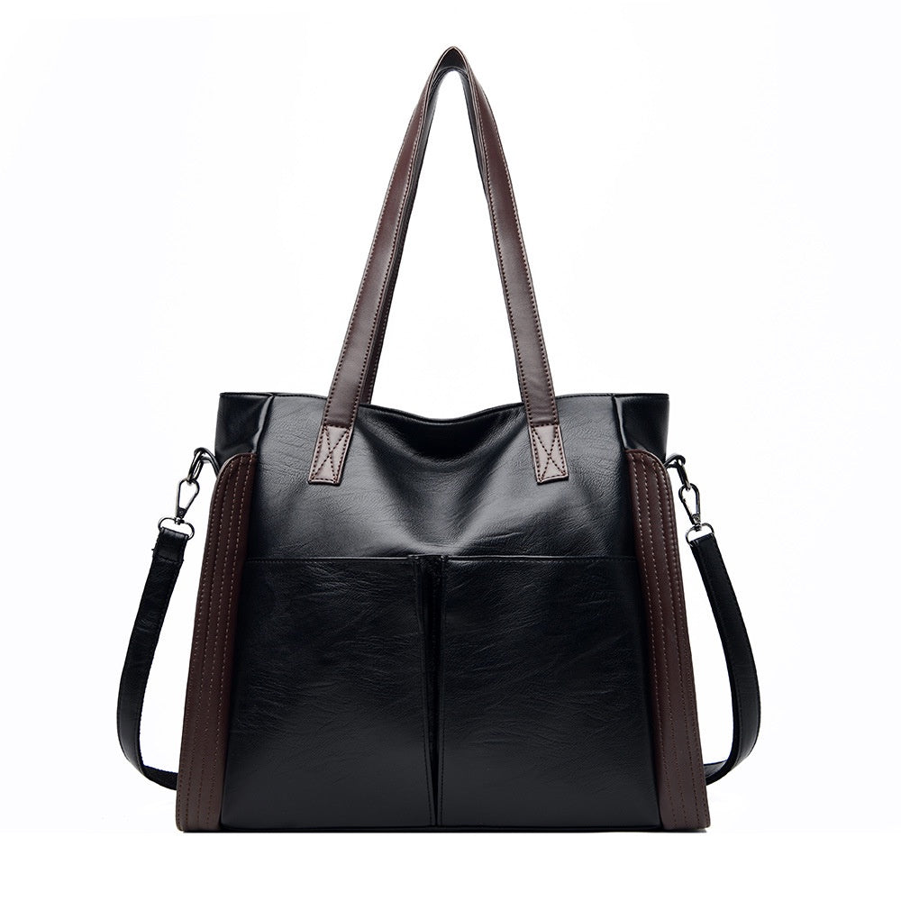 IELGY Fashionable large capacity soft leather bag for middle-aged women, new handbag, one shoulder crossbody bag