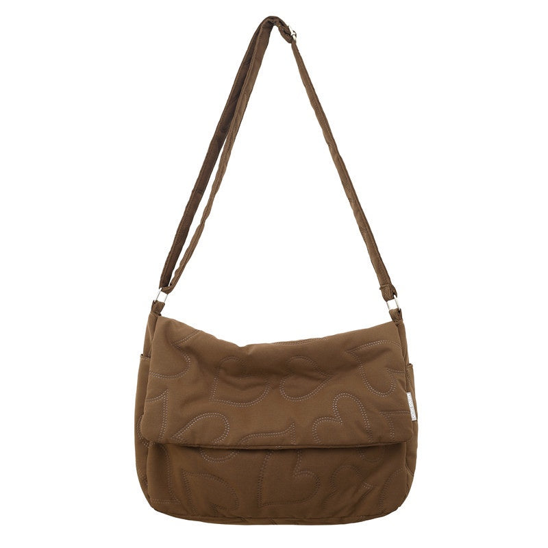 Ielgy Ladies Simple Rhombus Art Large-Capacity Fresh All-Match Messenger Bag (without Pendant)