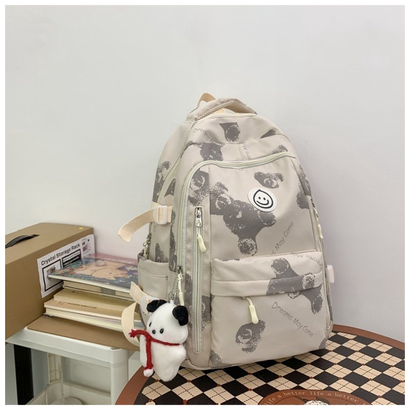 Ielgy Female College Student Large-Capacity Backpack Korean Version Simple Preppy Style Middle School Student Backpack (without Pendant