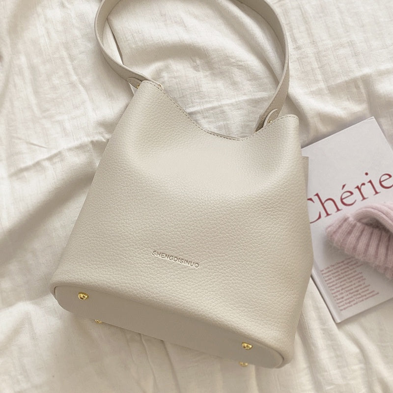 Ielgy Korean Version Fashion Sweet Pink Underarm Bucket Bag Large Capacity Shoulder Bag