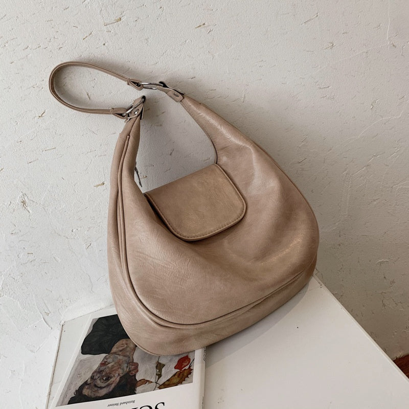 Ielgy Ladies Fashion One Shoulder Class Commuter Soft Leather Large Capacity Tote Bag