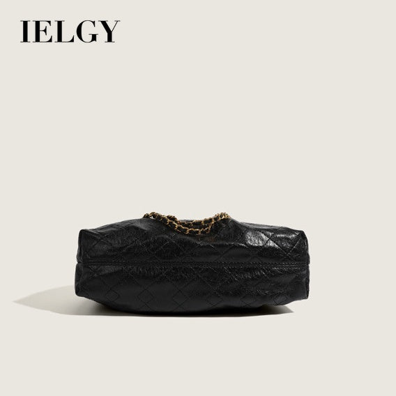 IELGY Ladies Rhombus Soft Leather Shoulder Messenger Bucket Bag Large Capacity