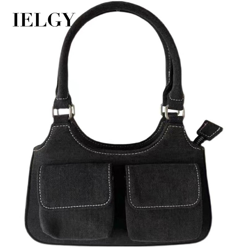 Ielgy Ladies Retro Denim Blue Shoulder Underarm Bag Portable