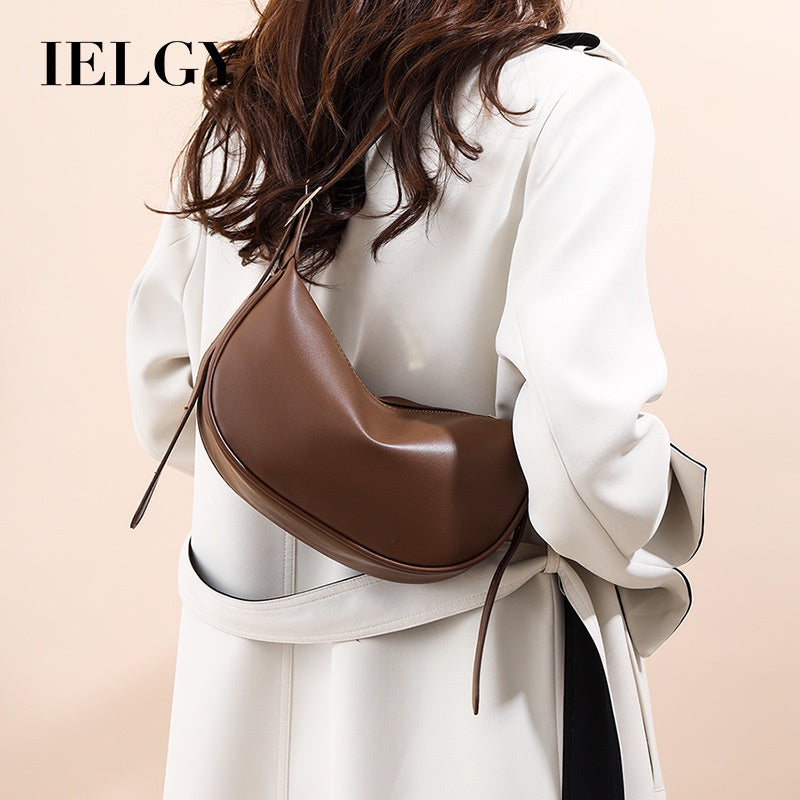 Ielgy Ladies Large-Capacity Black Dumpling Bag Fashion Large-Capacity One-Shoul