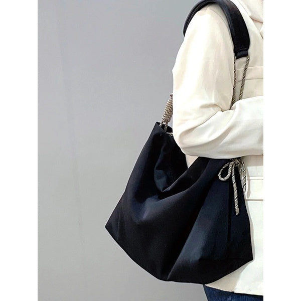 Ielgy Ladies Tote Bag Large Capacity Casual Knot Adjustable One Shoulder Crossbody Oxford Cloth Bag