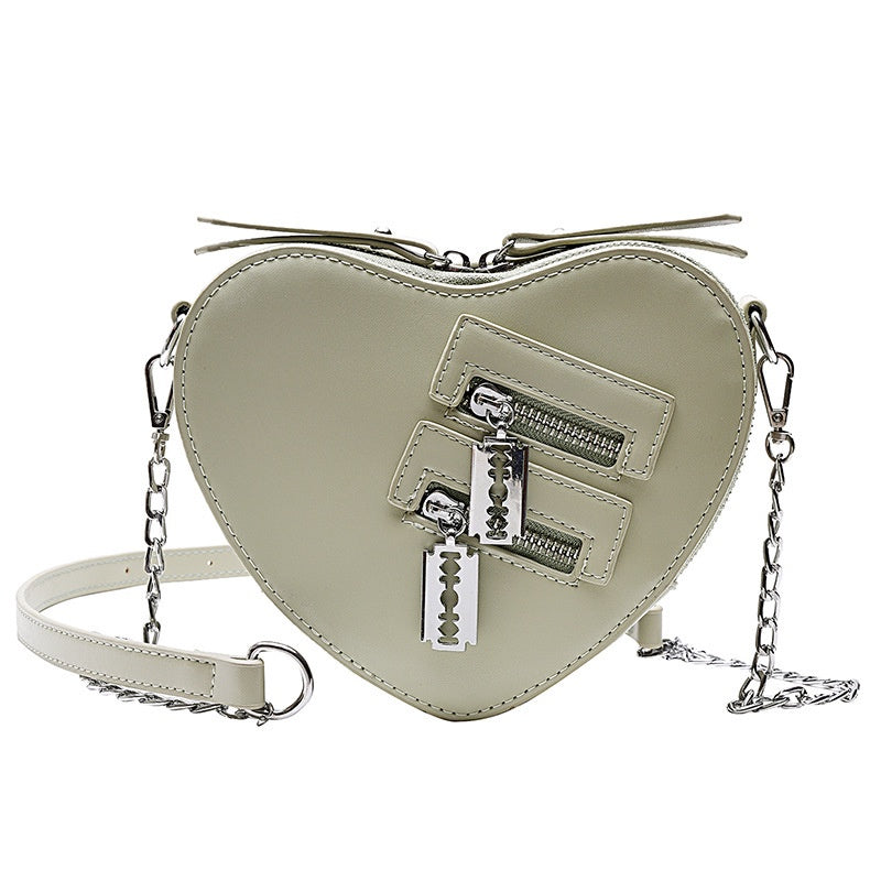 Ielgy Fashion Creative Unique Love Chain pu Small Shoulder Bag Korean Version Fashionable High-End Shoulder Bag