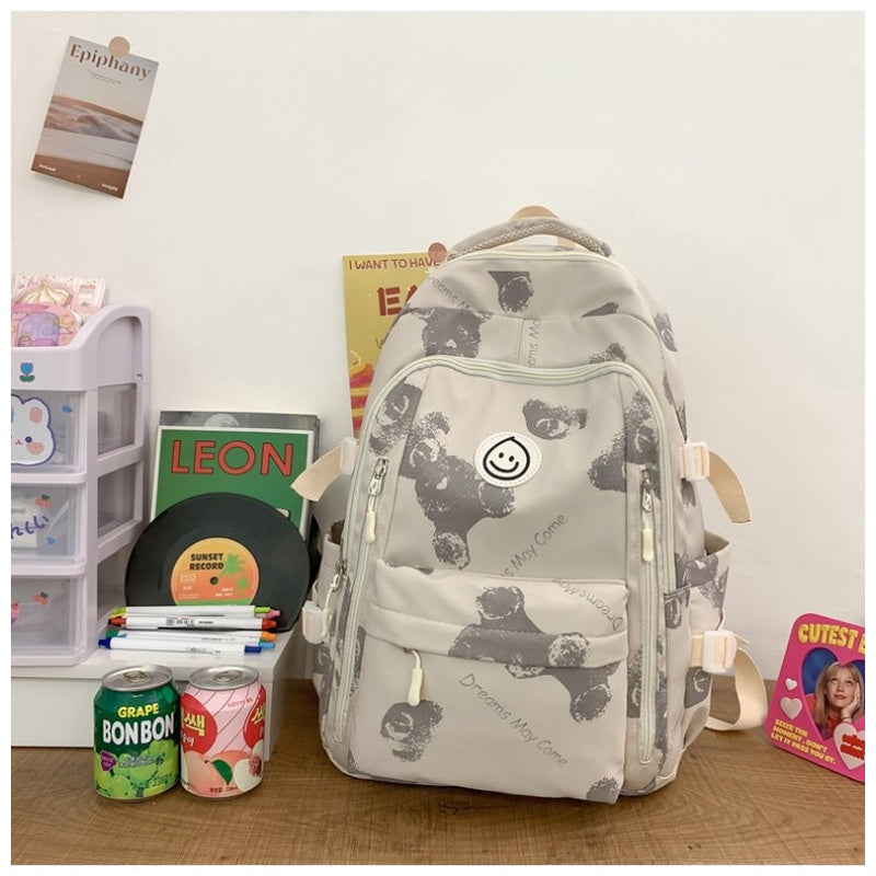 Ielgy Female College Student Large-Capacity Backpack Korean Version Simple Preppy Style Middle School Student Backpack (without Pendant