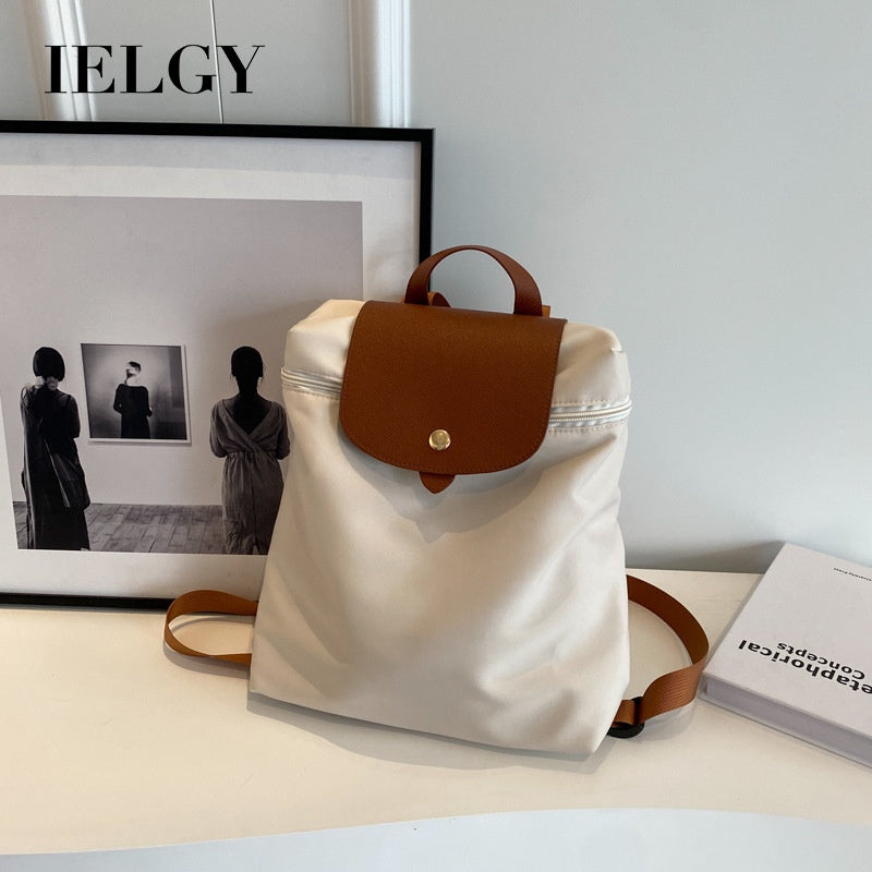 Ielgy Ladies Trendy Backpack Female Burden-Reducing Portable Student Schoolbag Korean Version Large-Cap