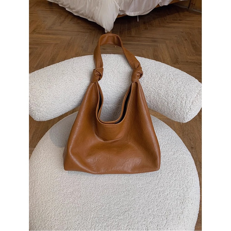 Ielgy Ladies Korean Version Large-Capacity Soft Leather Underarm Bag Commuter All-Match Portable Simple One-Shoulder Shopping Bag