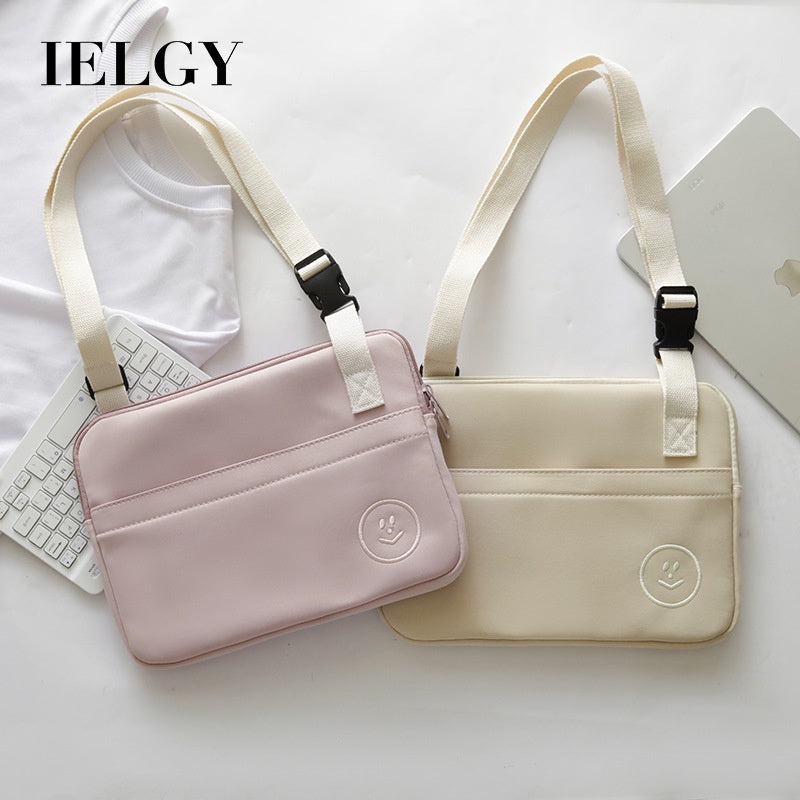 Ielgy Embroidered Smiley Face Shockproof Water-Repellent Liner Bag ipad Computer Protective Case Shoulder Messenger Compu