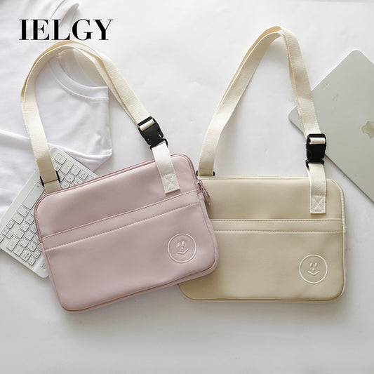 Ielgy Embroidered Smiley Face Shockproof Water-Repellent Liner Bag ipad Computer Protective Case Shoulder Messenger Compu