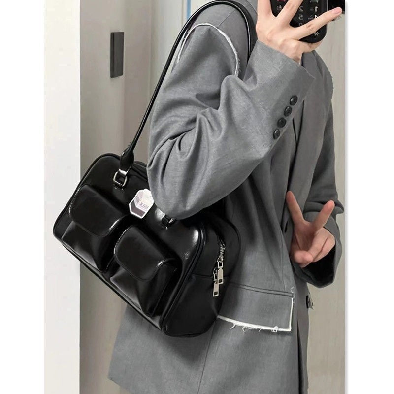Ielgy Korean Version Ladies Retro Preppy Style One-Shoulder Portable Large-Capacity Casual College Students Class