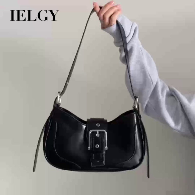 Ielgy Ladies Retro Hot Girl Underarm Bag Niche Texture Simple One-Shoulder Messenger Crescent Bag